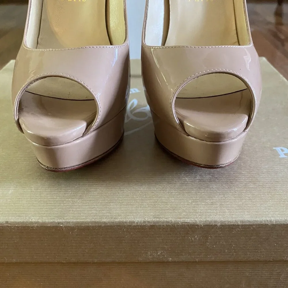 Christian Louboutin Lady Peep 150 Patent Calf Heels - Picture 6 of 9